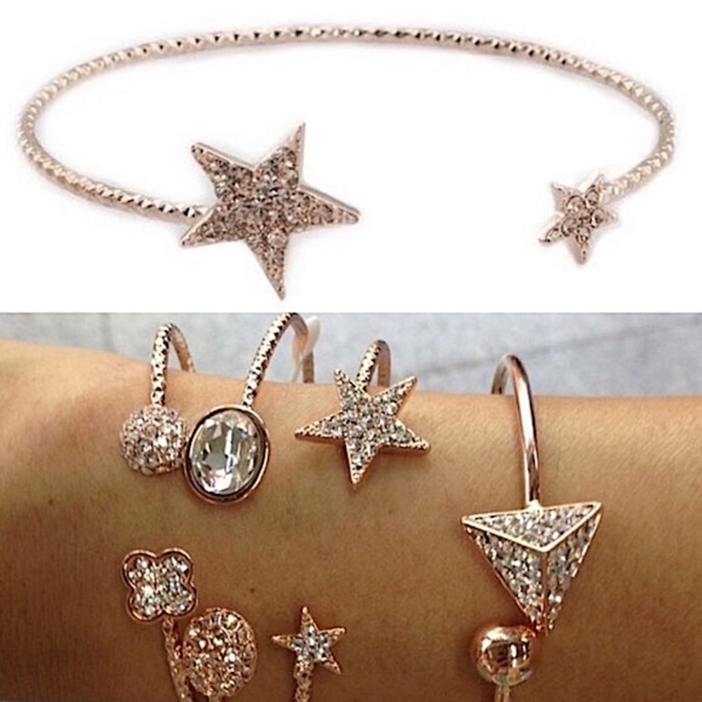 Czech Crystal Star 14K Rose Gold Fashion Bracelet Valentine’s Day